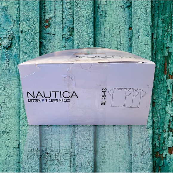 Nautica 3 Pack Crew Neck T-shirts, White Classic Fit Cotton, size XL - Picture 3 of 4